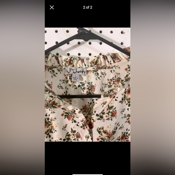 J for Justify long sleeved dress. Cream and green. - Picture 2 of 2